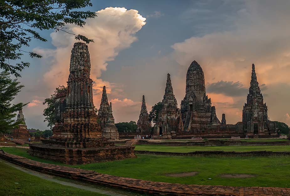 Het oude tempel complex bij Ayutthaya-