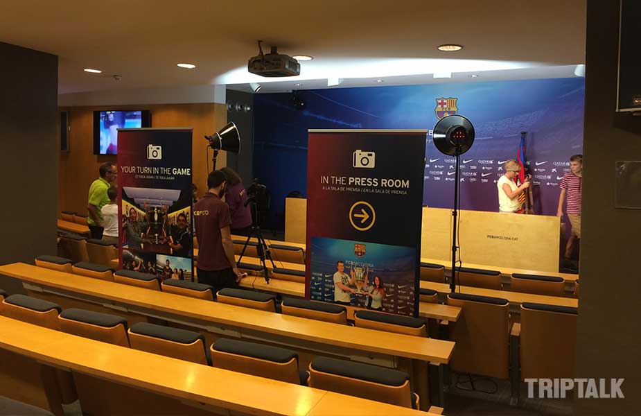 De perskamer in het stadion van FC Barcelona