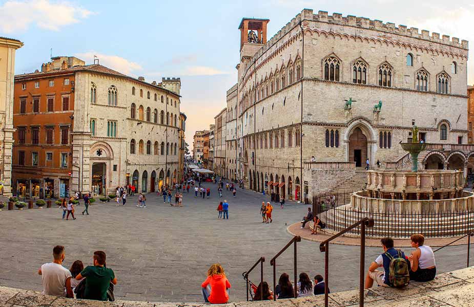 Historisch plein in het centrum van Perugia in Umbrie