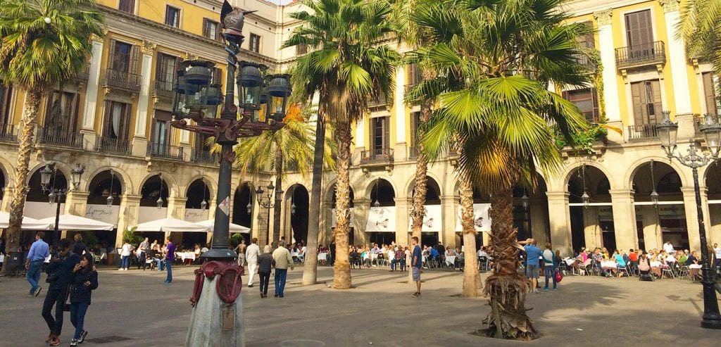 Plaza Reial bij de Ramblas Barcelona