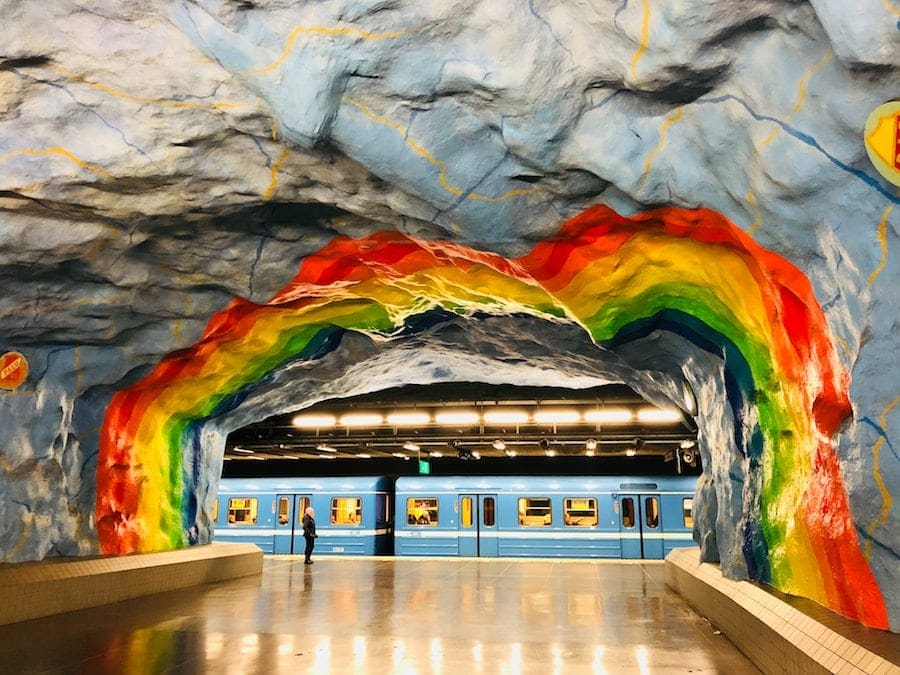 Kunstwerk in metrostation Stockholm