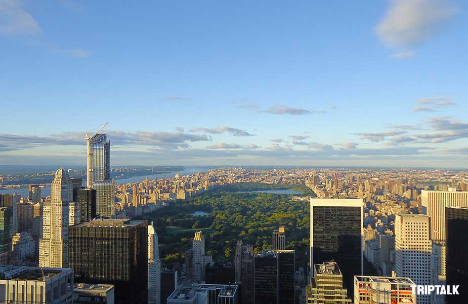 Belangrijke bezienswaardigheid New York, de Top of the Rock met dit uitzicht op Central Park