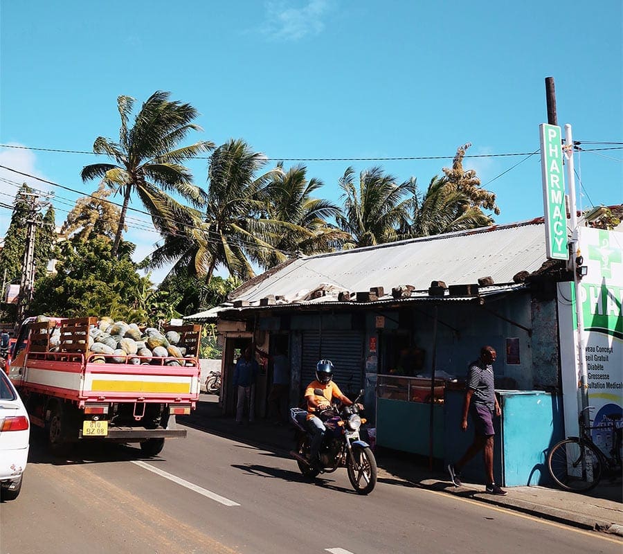 Straatbeeld in Mauritius