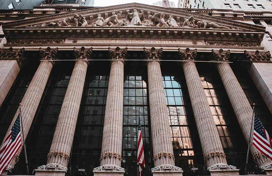 De stock exchange op Wall Street in New York