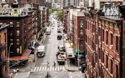Straat in de wijk Manhattan in New York