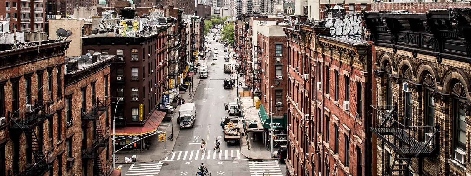 Straat in de wijk Manhattan in New York