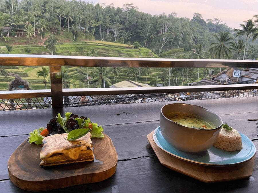 Vegan eten op Bali met uitzicht
