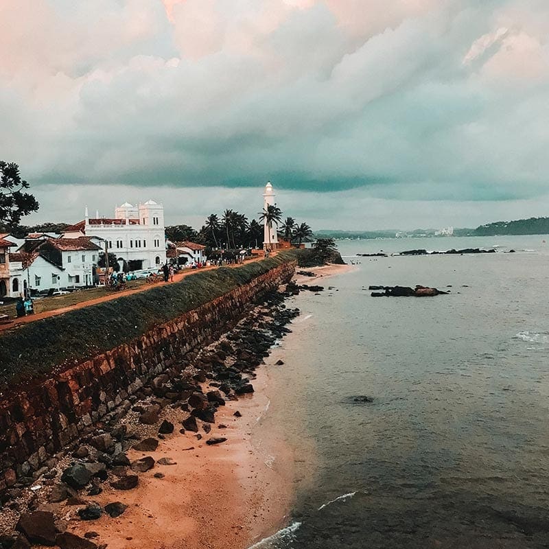 De muur van het Nederlands fort in Galle in Sri Lanka