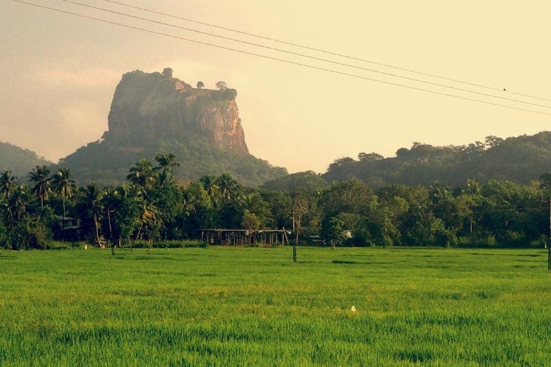 Een van de hoogtepunten van een reis door Sri Lanka: de Sigiriya rock in Sri Lanka