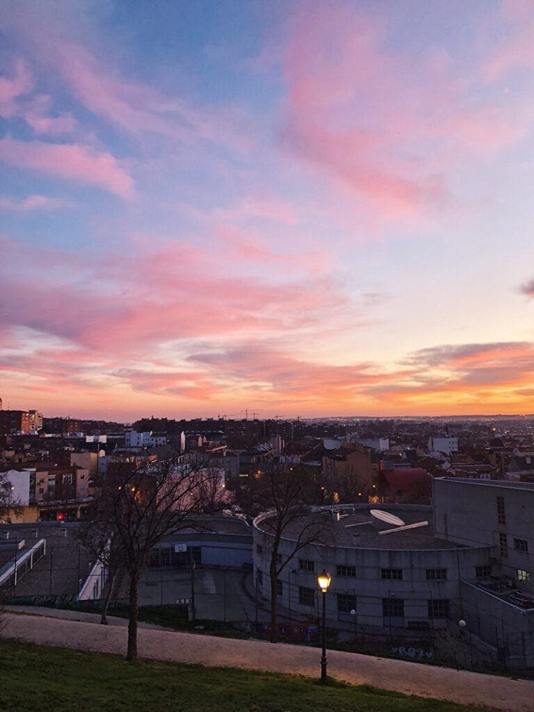 Cerro del Tío Pío zonsondergang parken in madrid