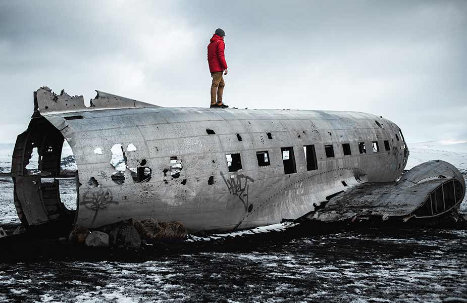 Het wrak van de oude Dakota in IJsland