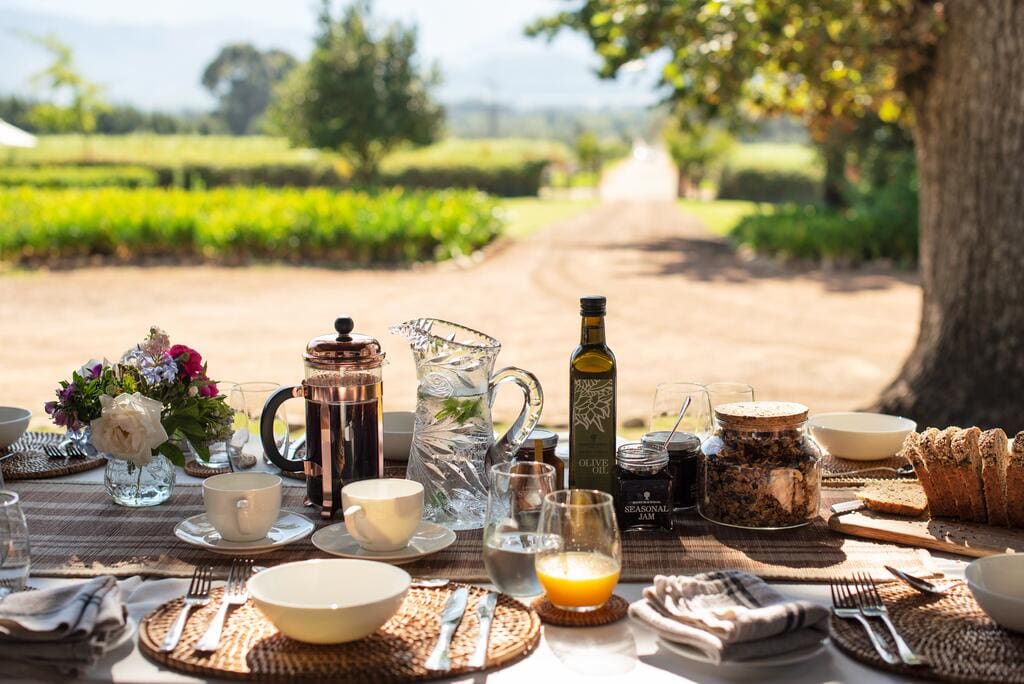 Genieten van ontbijt bij Camissa House (Oranjezicht) in Franschhoek