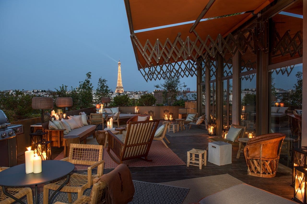 Dakterras hotel Brach in Parijs met uitzicht op Eiffeltoren