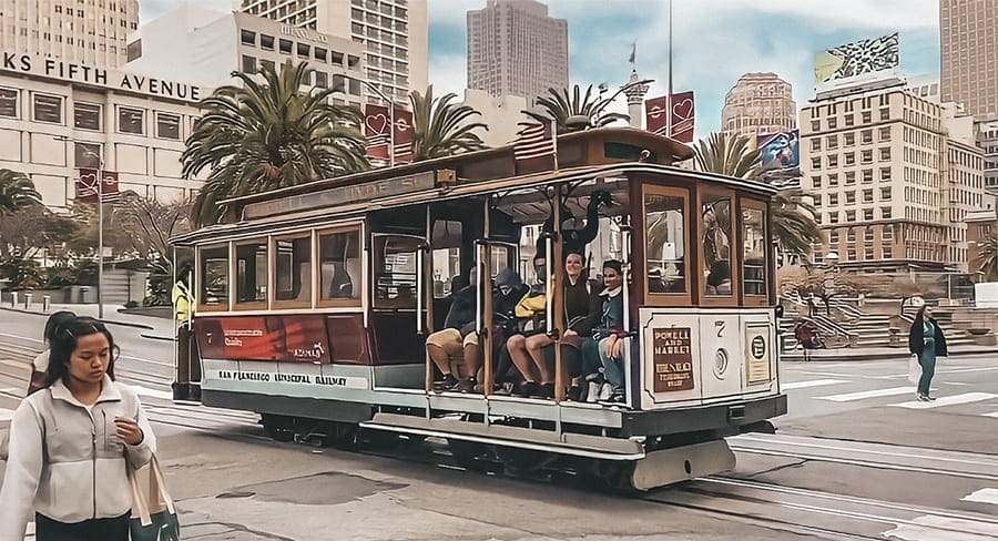 Bekende bezienswaardigheid in San Francisco: tram