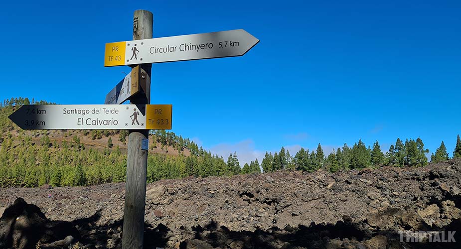 Wandelroute bordjes op Tenerife