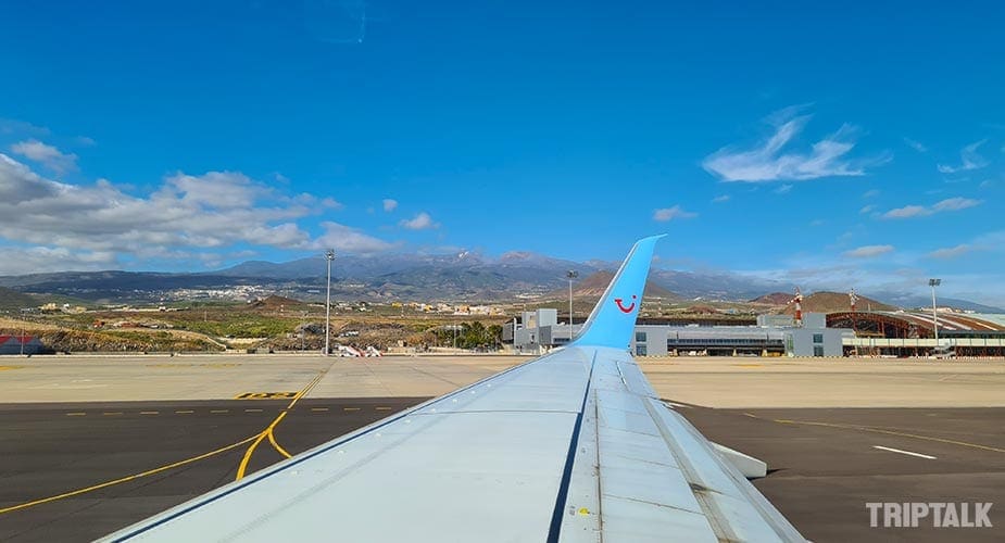 Zicht op de Teide vanuit het vliegveld Tenerife sur