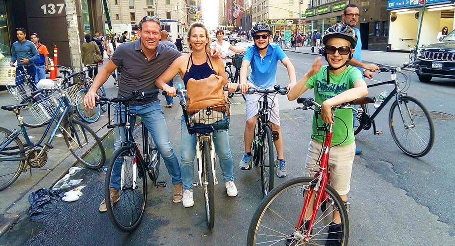 Fietsen met gezin in New York