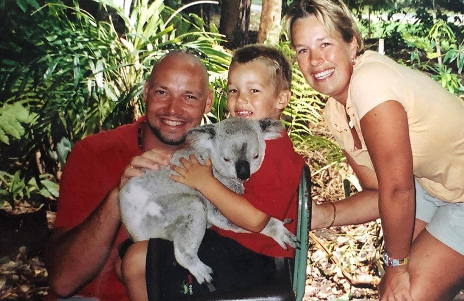 Patricia met gezin in Australië