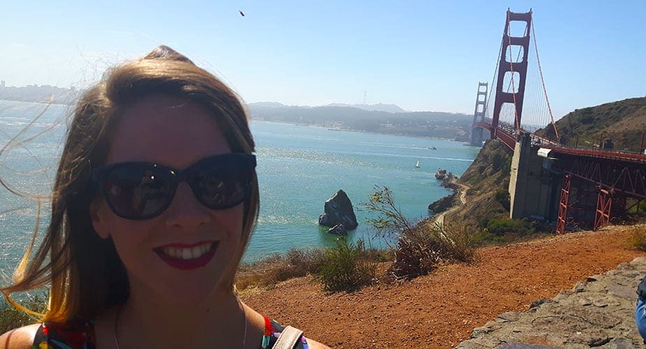 Ilona bij de Golden Gate Bridge in San Francisco