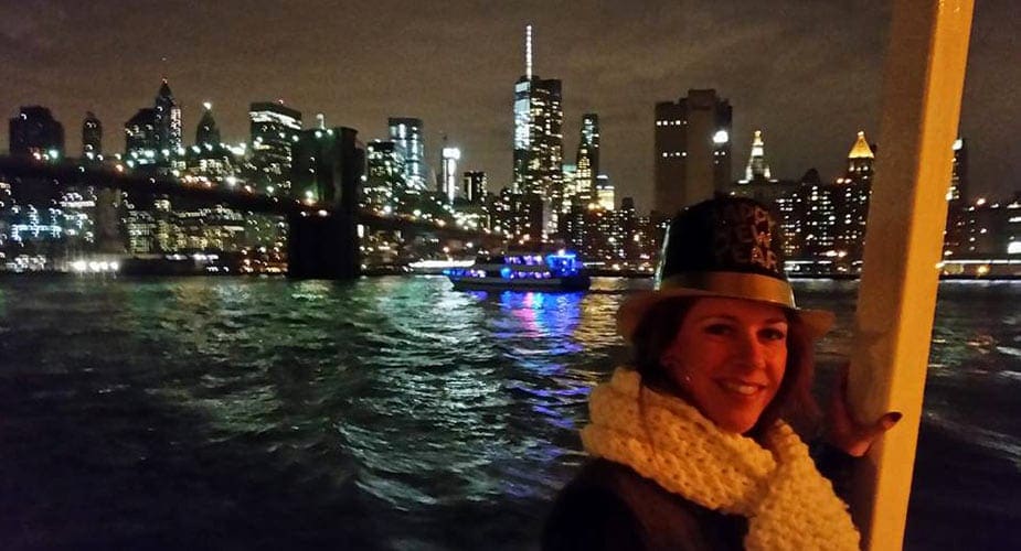 Ilona tijdens de jaarwisseling op boot in New York