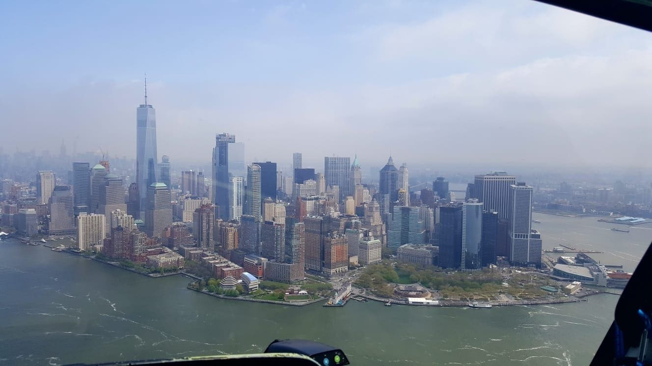 Zicht op Manhatten vanuit de helikopter