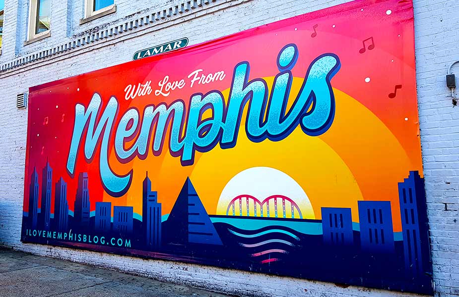 Banner op muur in Memphis