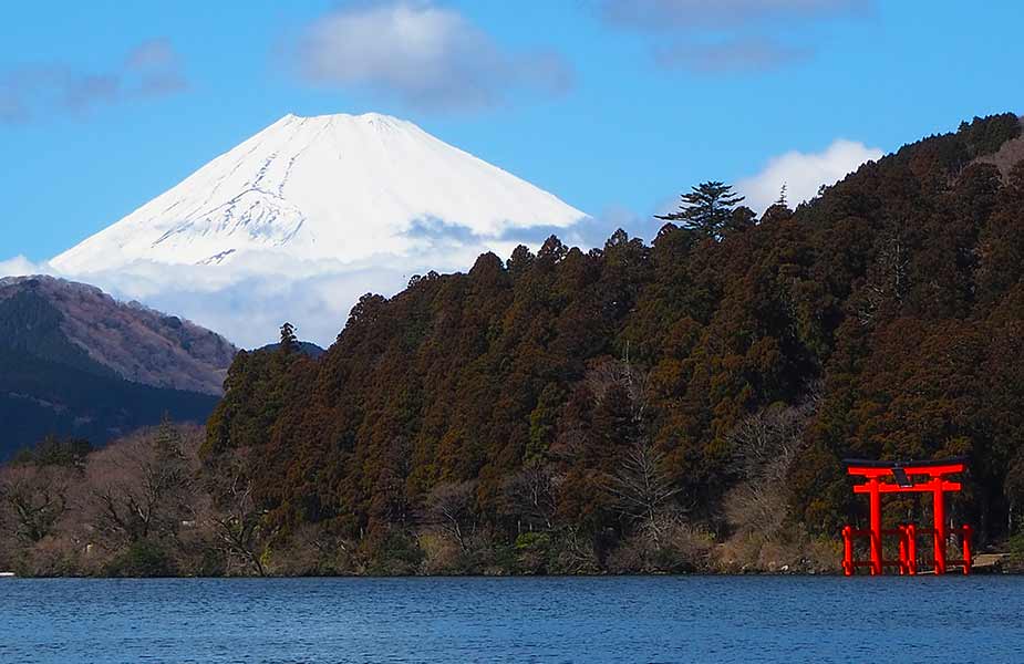 Zicht op de berg Mount Fuji in Japan
