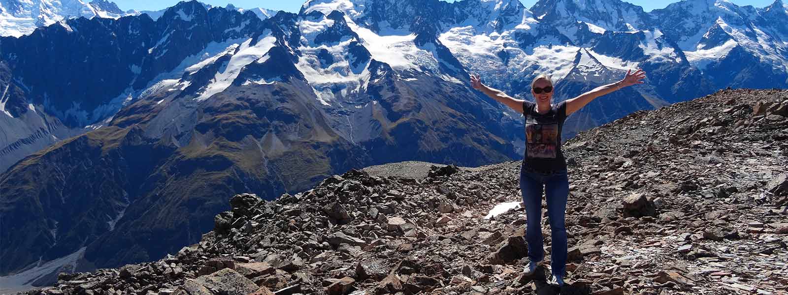 Sandra bij Fox Glacier