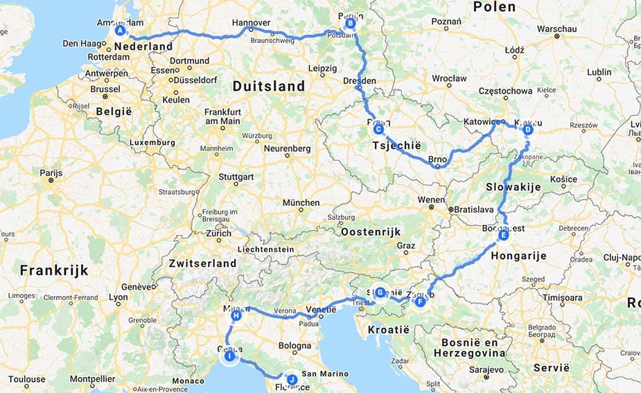 interrail route door oost-europa 