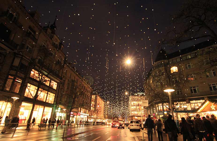 Bahnhofstrasse Zurich tijdens Kerst