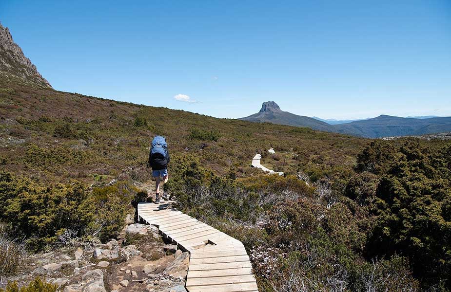 Backpacken op een trail in Tasmanie