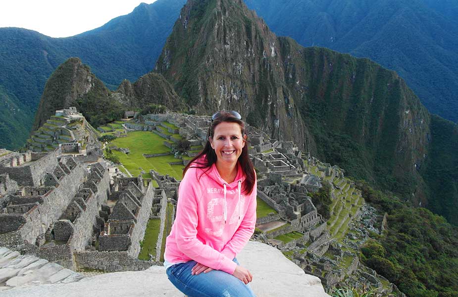 Sylvia bij Machu Picchu in Peru