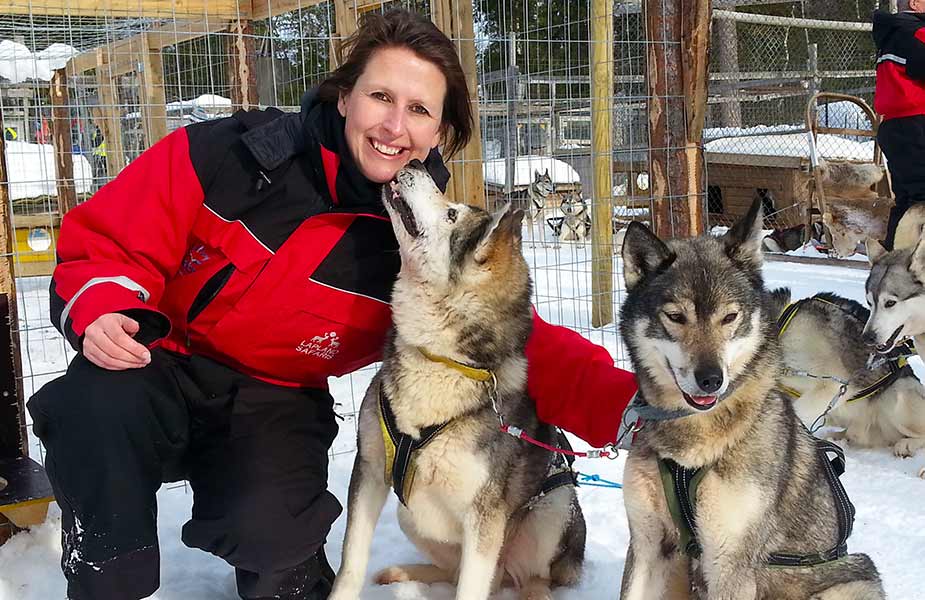 Sylvia met huskies