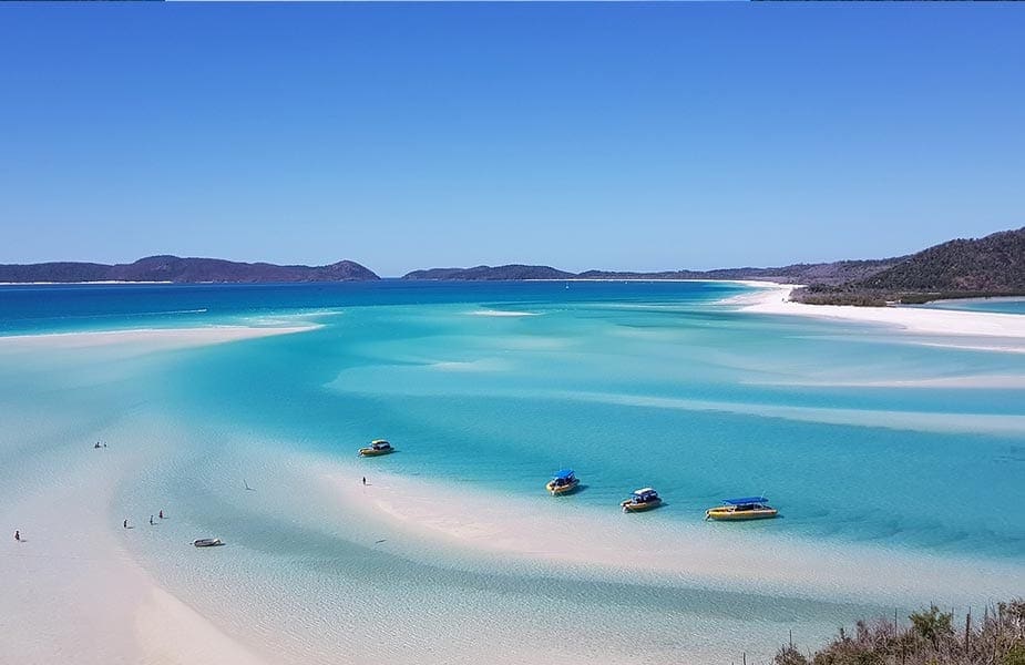 Het prachtige strand van Whitehaven beach in Australië