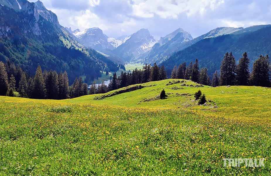 Het eerste uitzicht op de Samtisersee