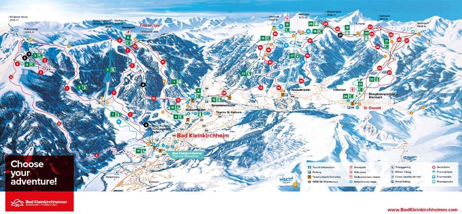 Overzicht van de pistes en skiliften voor de wintersport beginners