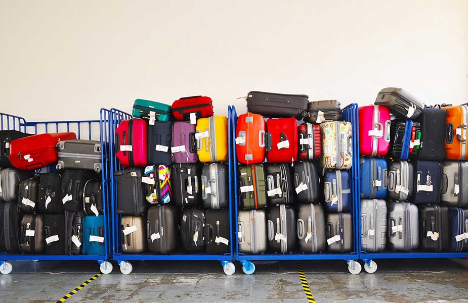 Allerlei koffers op bagagekarren