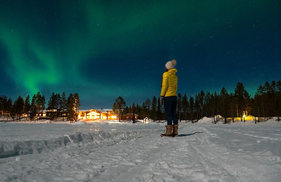 Pinetree Lodge met het noorderlicht