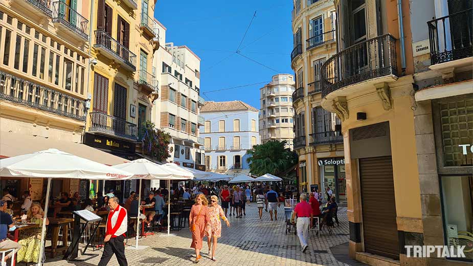 De gezellige binnenstad van Malaga met terrasjes
