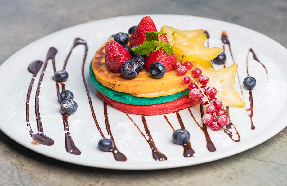 Kleurige pannenkoek bij Pancake Sensations