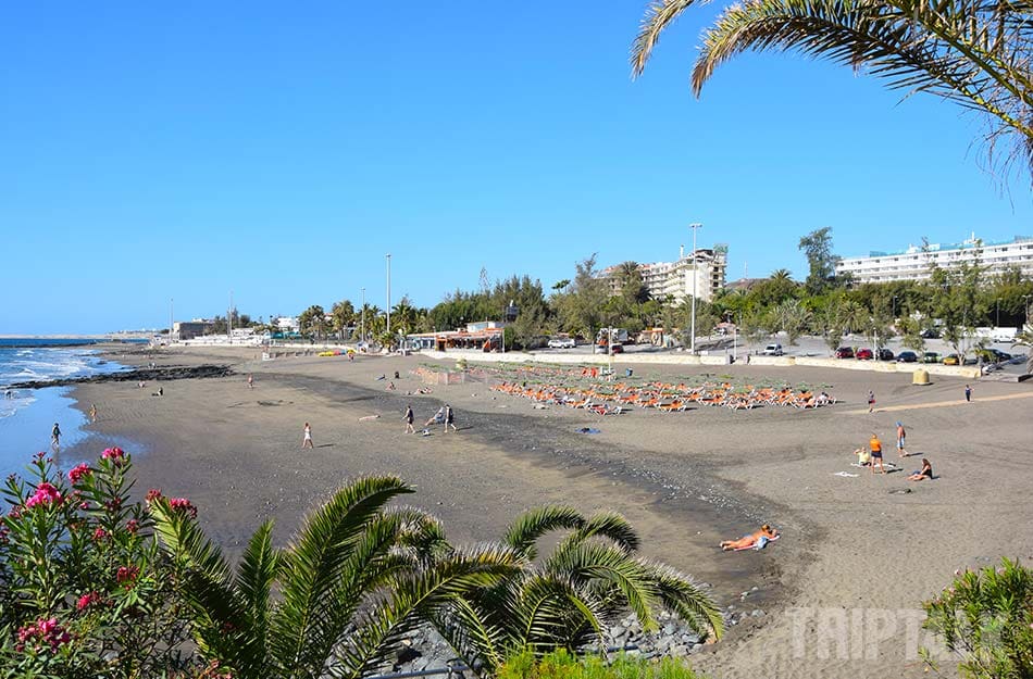 Het strand Playa de San Agustin op Gran Canaria