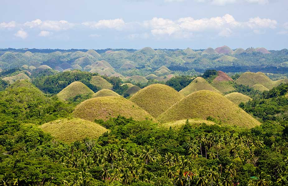 De chocoladeheuvels bij Bohol op de Filipijnen