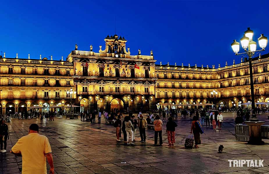 Plaza Mayor in Salamanca verlicht