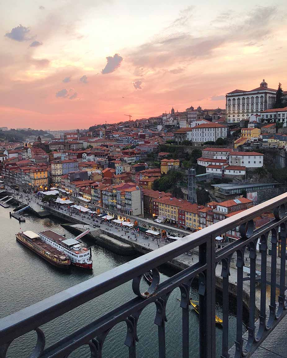 zonsondergang porto brug