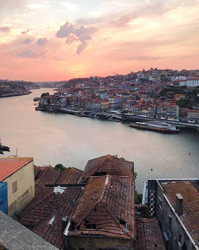 zonsondergang porto brug