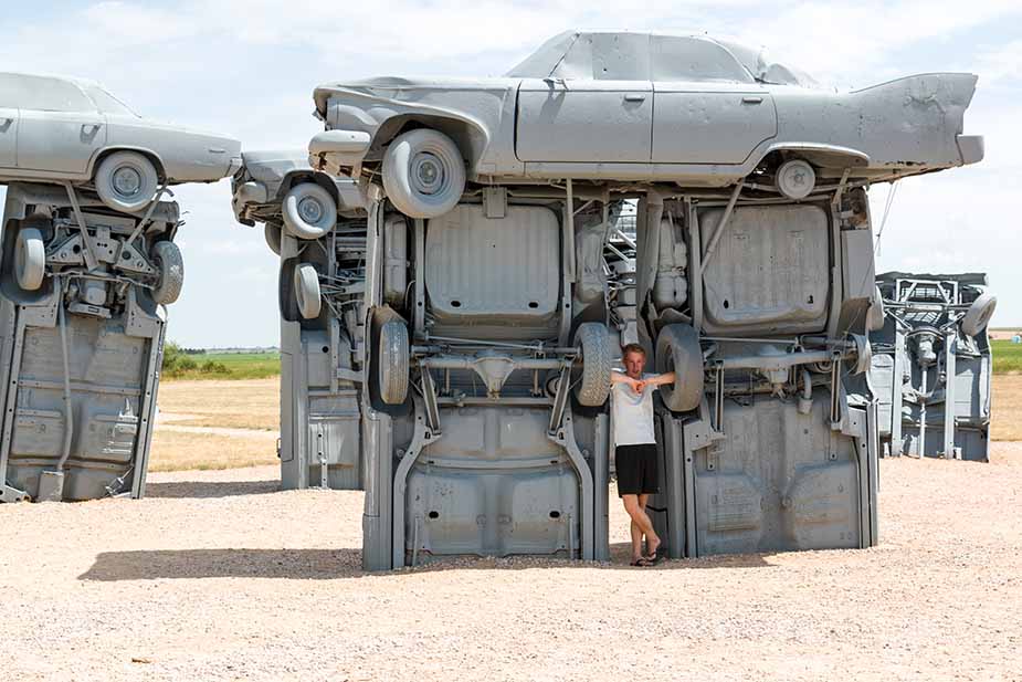 Kunst van autowrakken in Carhenge in West Amerika