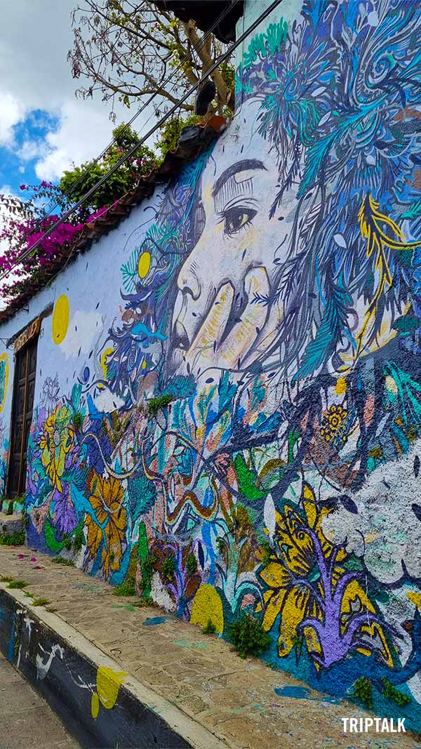 Graffiti werk in een straat in San Cristobal de las Casas
