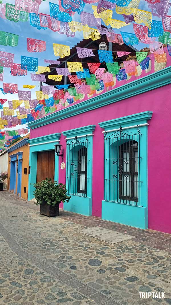 Gezellig kleurrijk straatje in Oaxaca