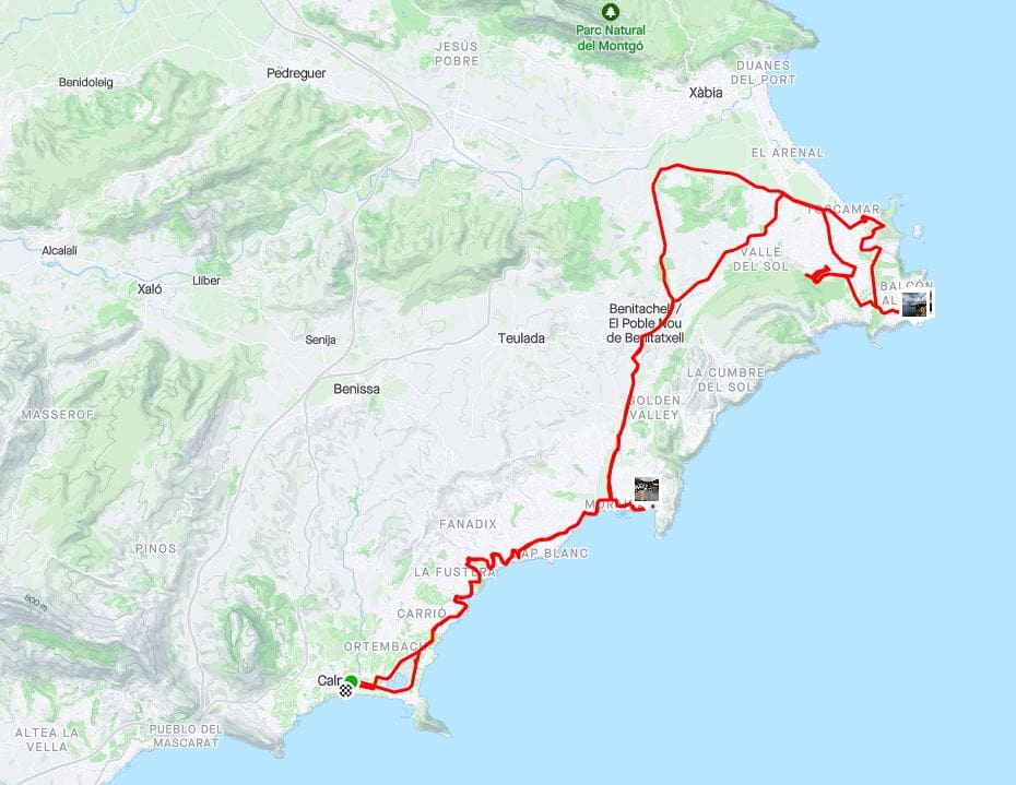 Route fietsen vanuit Calpe naar Cap de la Nau