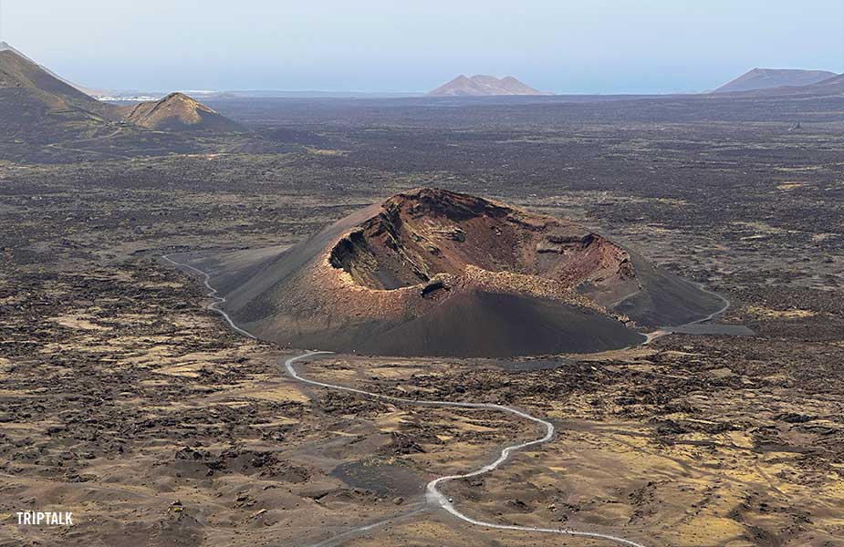 De El Cuervo vulkaan op Lanzarote